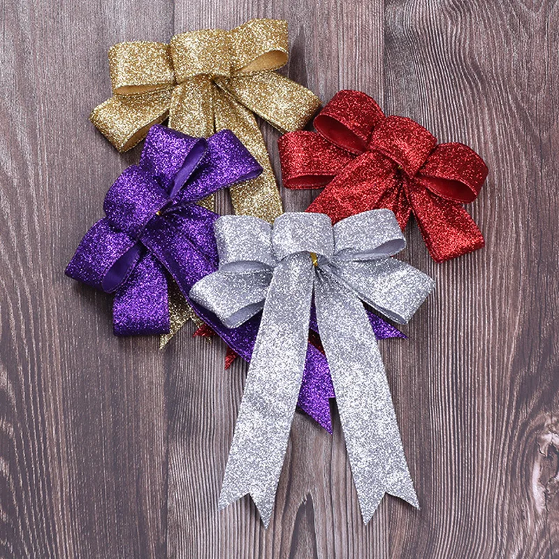 B-Рождественские банты, лента для рождественской елки, Подарочная обертка с бантом и цветами для свадебного торжества, дня рождения, украшения с новым годом