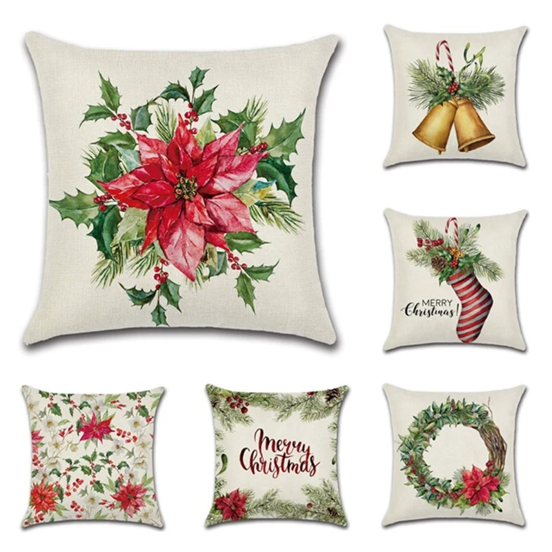 Christmas Hug Pillowcase Cushion Set Elements Bell Red Socks Garland Tree Hug Pillowcase Decorative Cushion Cover Pillowcase Hom