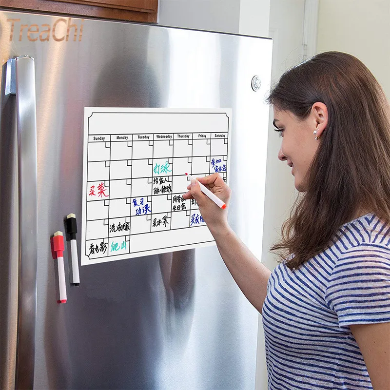 

Magnetic Calendar Sticker Erasable Writing Message Board Refrigerator Memo Board Daily Diary Wall Decoration Fridge Ornament