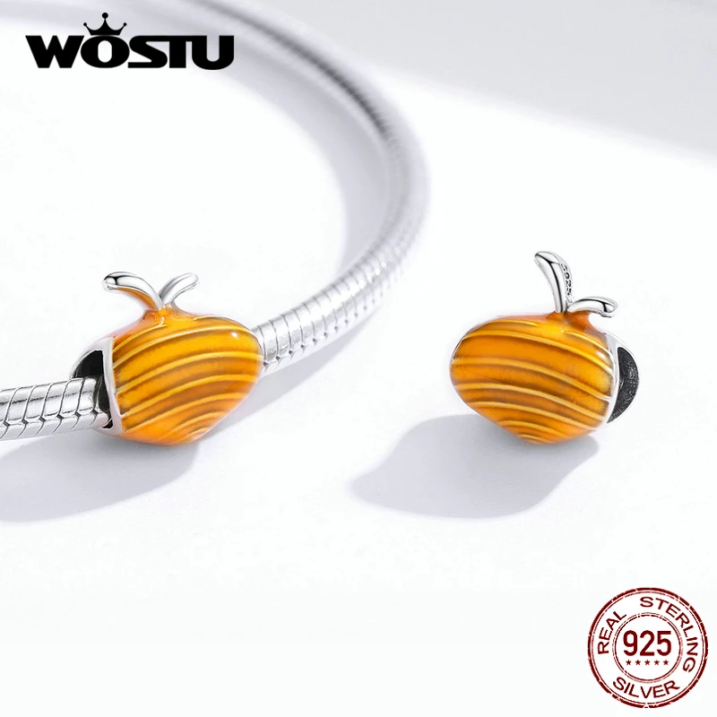 WOSTU 925 пробы серебро морковь овощи бусины Оранжевый талисманы подходят браслет кулон для женщин прекрасные ювелирные изделия CQC1413