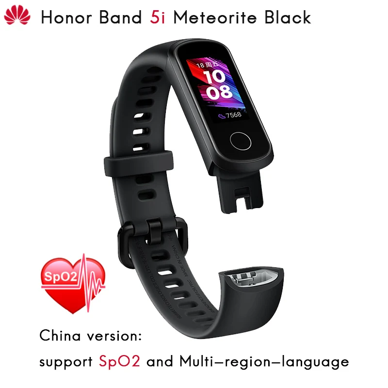 Умный Браслет huawei Honor Band 5i, инновационные циферблаты, подключи и ЗАРЯЖАЙ SpO2, мониторинг уровня кислорода в крови - Цвет: Meteorite Black