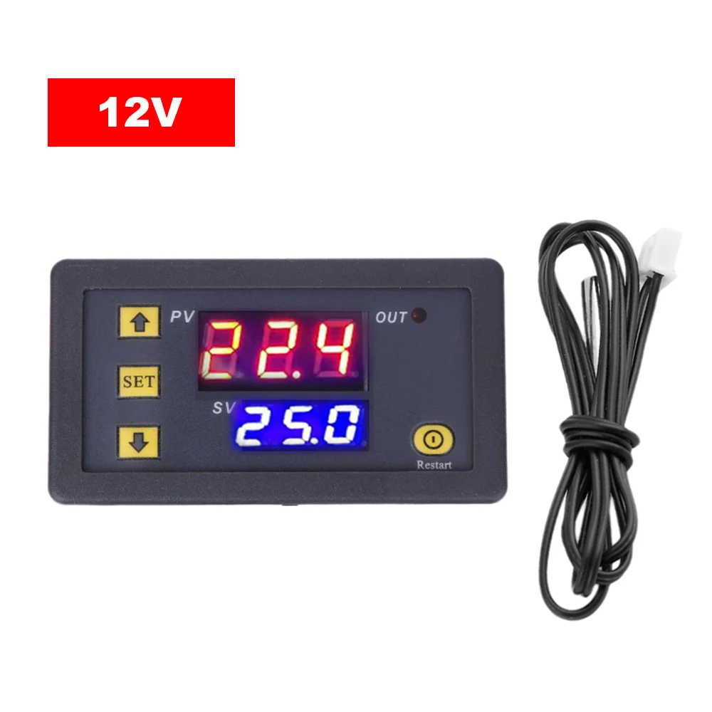 3230 DC 12 в 24 в 110 в 220 в AC светодиодный цифровой контроль температуры лер термостат термометр контроль температуры переключатель датчик метр - Цвет: 12V