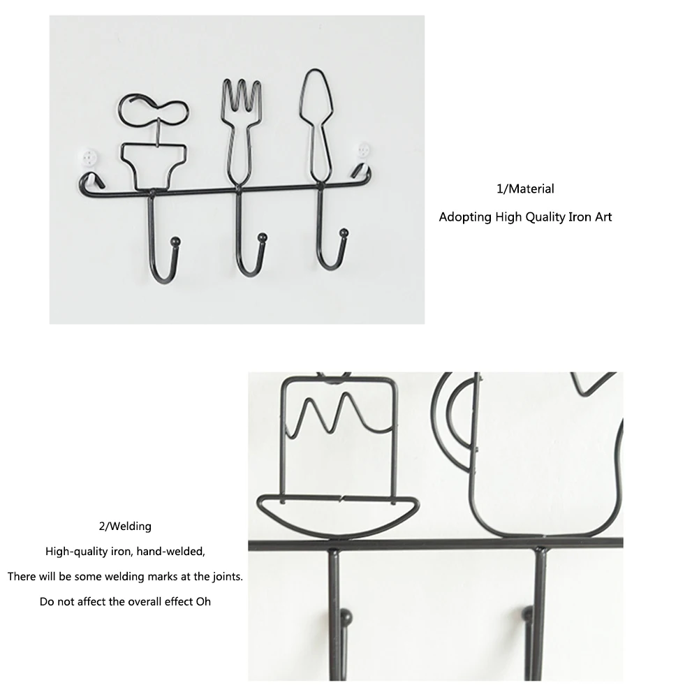 Multifunctional Organizer Hanging Practical Hanger Firmly Wall Mounted Iron Art Easy Install Coat Hook Durable Decorative Solid