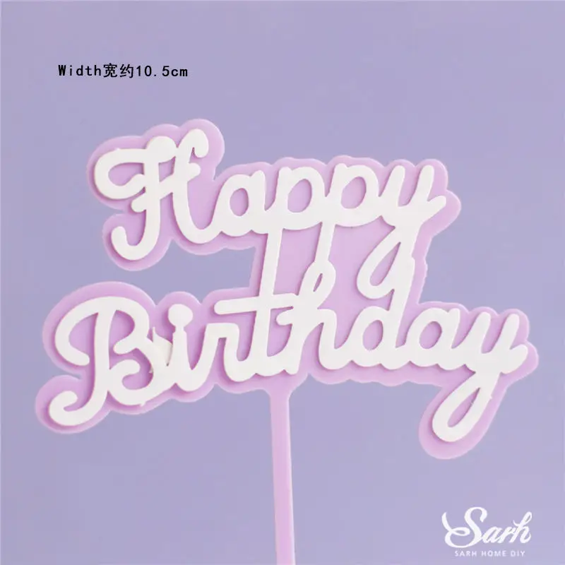 2pc birthday F Акриловый розовый ой детский крюк Топпер для торта «С Днем Рождения» для вечерние украшения юбилей Алмаз Любовь Подарки принадлежности для выпечки - Цвет: 2pc birthday F