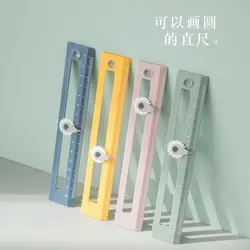 Kawaii – règle de dessin multifonction, deux en un, pour les étudiants, règle de boussole, outils de maths créatifs 