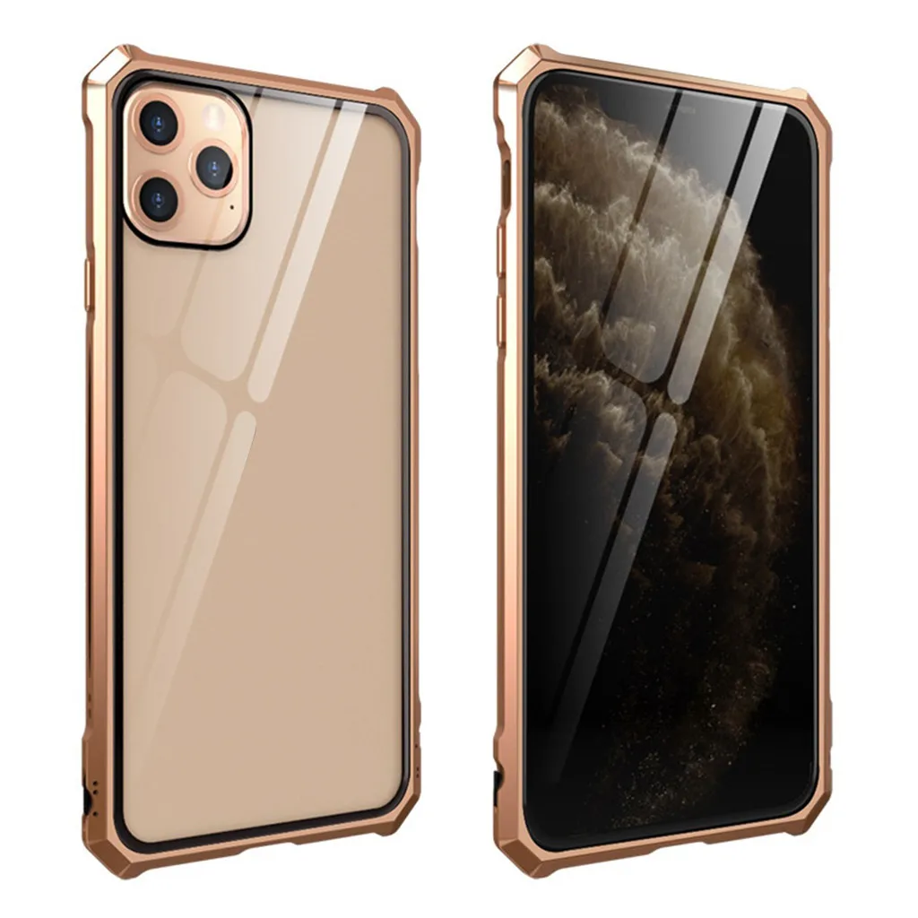 GD Ouhaobin чехол из закаленного стекла для iphone 11 Pro Max Алюминиевый металлический бампер Пряжка для iphone 11/11 Pro Аксессуары для сотового телефона - Цвет: GD