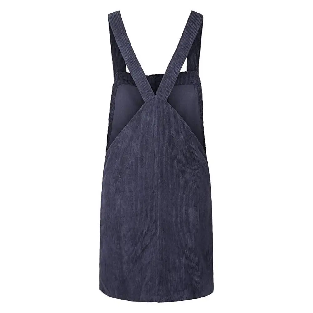 Женское вельветовое платье прямое мини на бретельках повседневный комбинезон