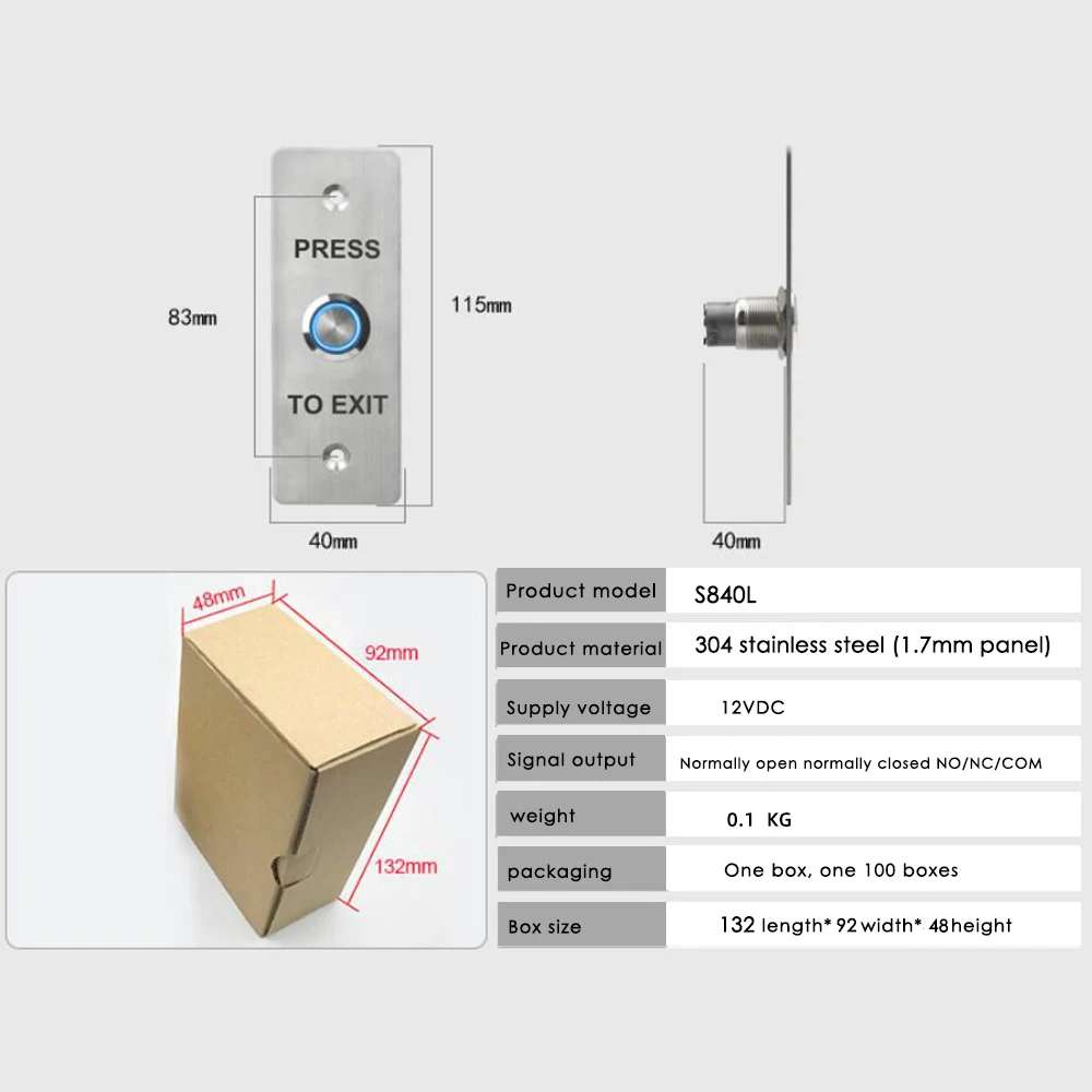 Access Control Exit Button Push Switch Door Release Buttons Open Electronic Gate