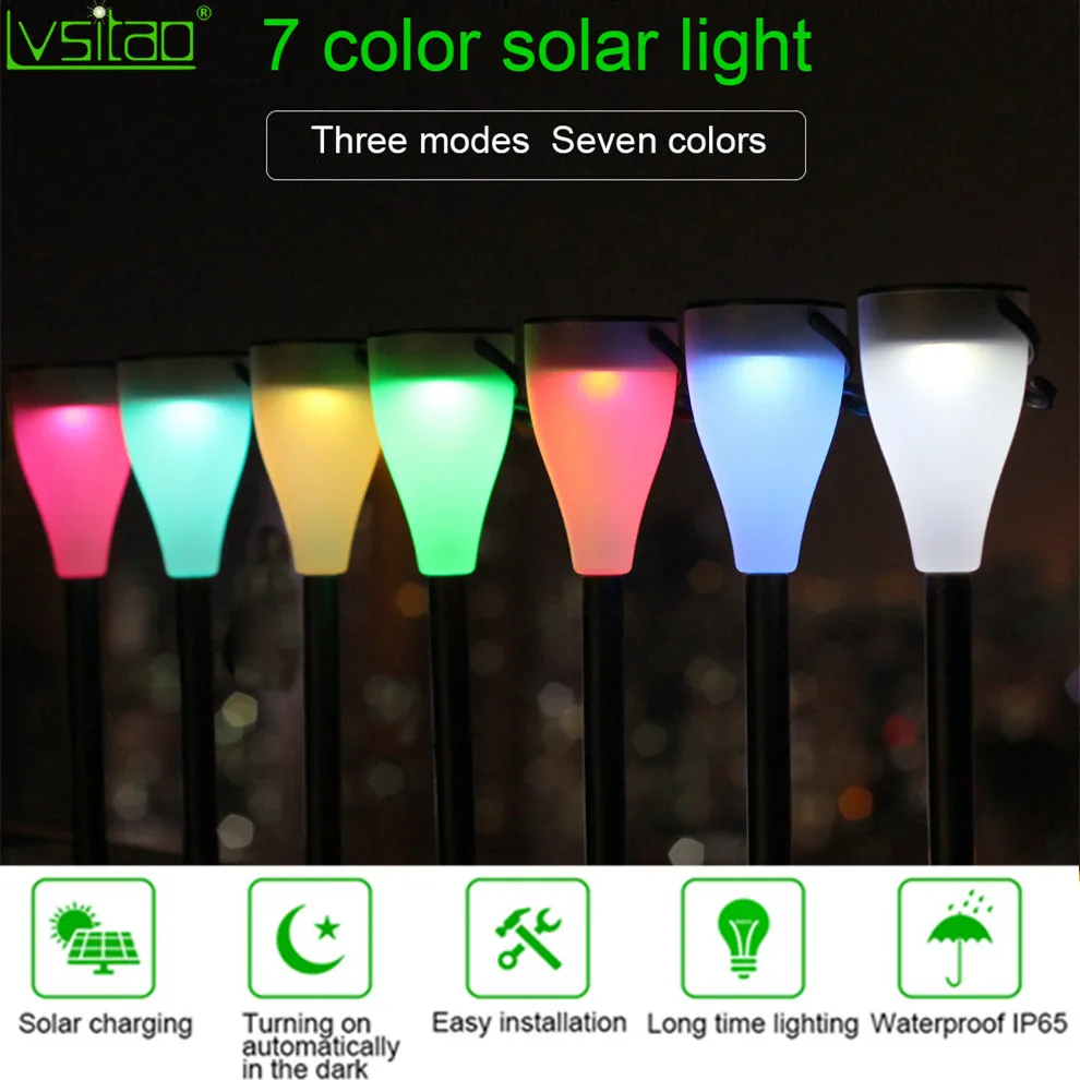 6pack RGB Colorful Solar Garden Light Outdoor Landscape Decorations For Pathway Patio Lawn Fence Yard Waterproof Insert Hang Put