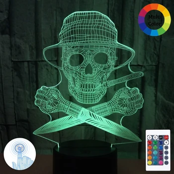 

LED Night Light Skull Picture Bedroom Decoration Night Light Punk Desk 3d Light Halloween Decoration Light Gift G3