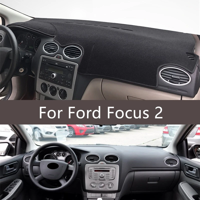 Для леворульных автомобилей Ford Focus 2 3 2013 2012 2011 2010 2009 приборной панели автомобиля Обложка Коврик Защитная площадка покрытие автомобиля аксессуары - Название цвета: Black For Focus 2