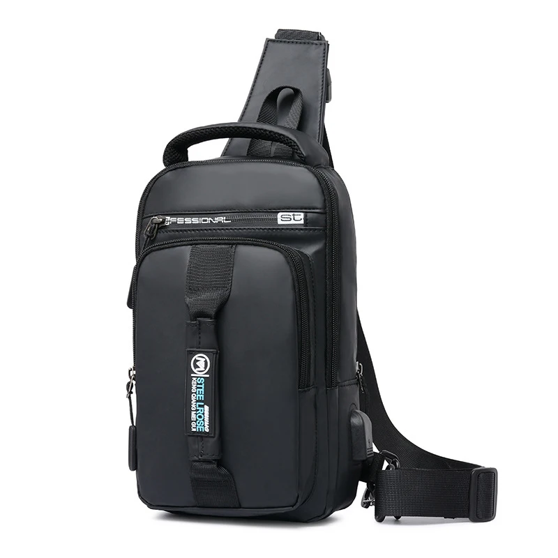  Work Crossbody Bags Men USB Charging Chest Pack Short Trip Messengers Chest Bag Water Repellent Sho - 4000210339516