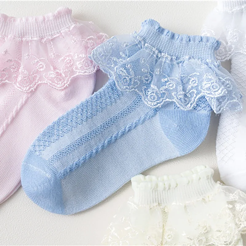 Носки для маленьких девочек милые однотонные короткие носки принцессы с кружевным декором для танцев и выступлений; сезон весна-осень-лето
