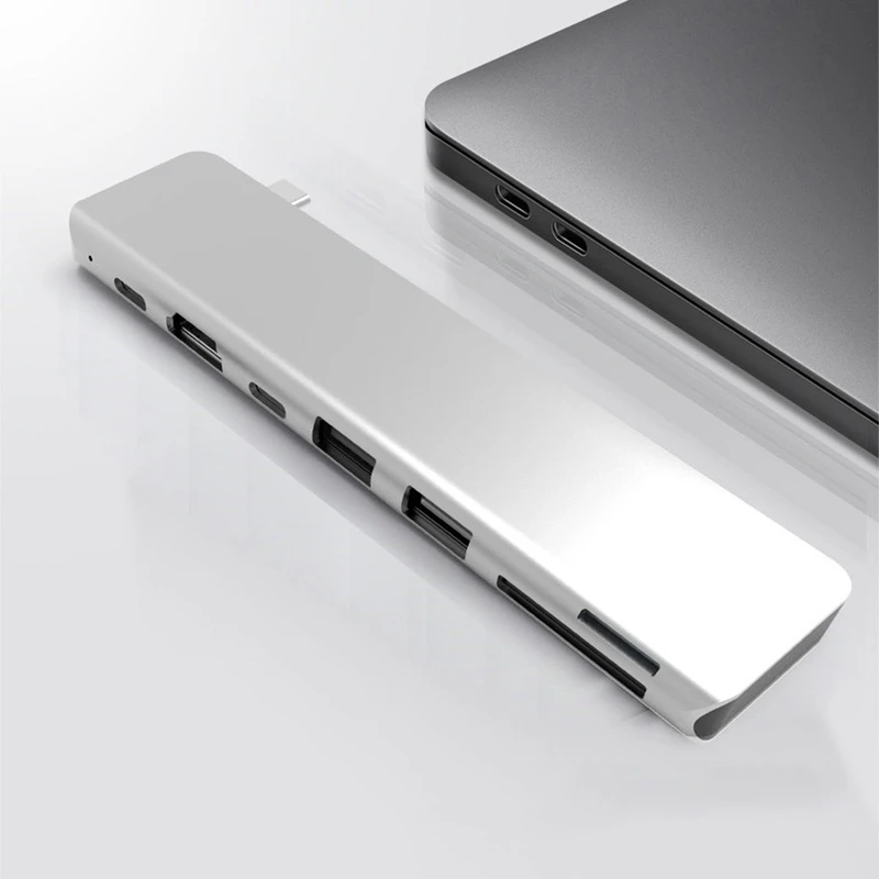 Горячее предложение-7 в 1 Thunderbolt3 USB-C концентратор 4 к 60 Гц Тип C концентратор USB адаптер Поддержка 87 Вт Зарядка для MacBook Pro/tv
