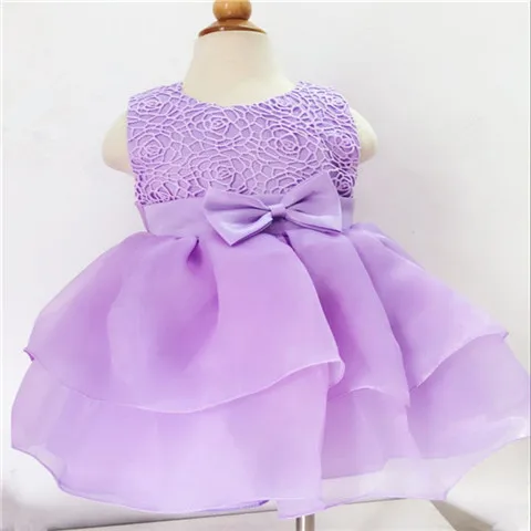 Purple EAZII/милое шикарное платье для маленьких девочек вечерние платья Сарафаны Одежда для дня рождения с бантом для маленьких девочек bebek elbise - Цвет: Purple