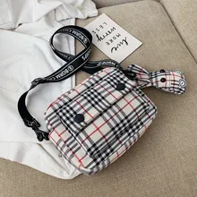 Холщовая Сумка женская сумка на плечо лето стиль корейский стиль Универсальный INS мода плед одно плечо квадратный Слинг Сумка