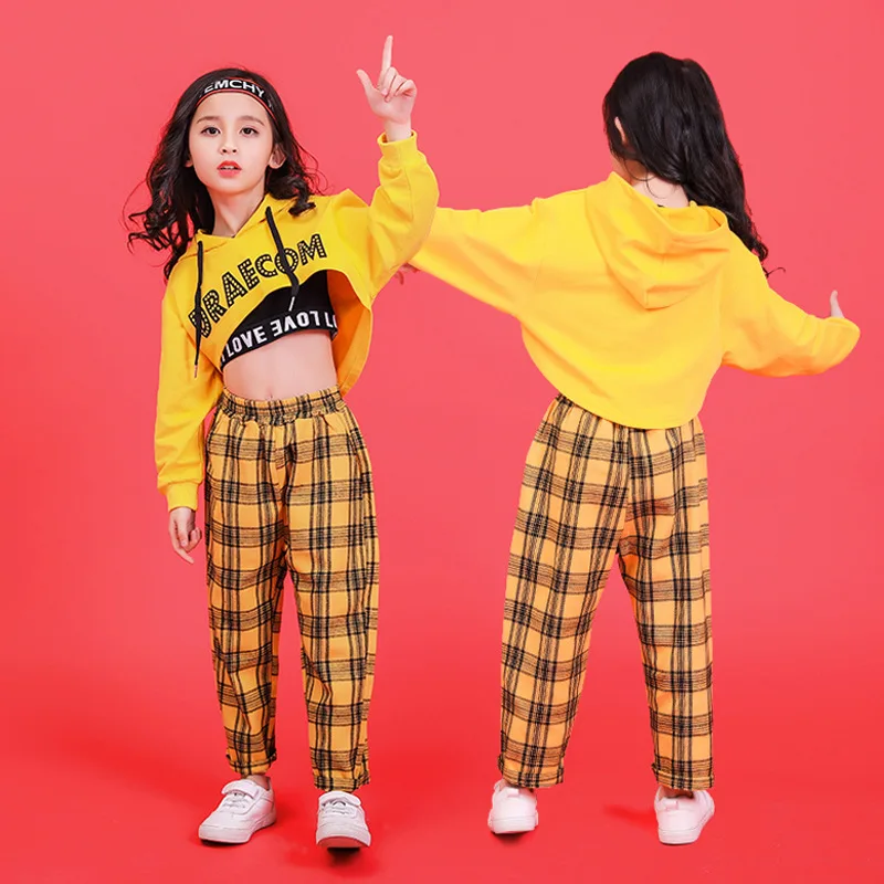 

2020 New Girls Clothes 6 8 10 12 14 16 Years Cropped Sweatshirts Plaid Pants Hip Hop Dress Kids Clothes Baby Outfits