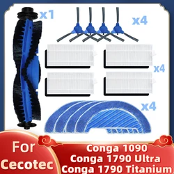 Repuesto de mopa de filtro Hepa, Cepillo Lateral principal, para Cecotec Conga 1090/1790, piezas de lanza Ultra Aspiradora Robótica