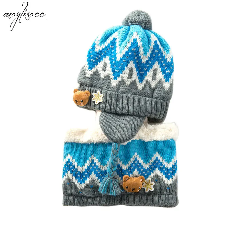 Maylisacc/От 1 до 12 лет для малышей, детский осенне-зимний комплект из шапки и шарфа, зимний костюм с шапочкой, шапка для девочки и мальчика