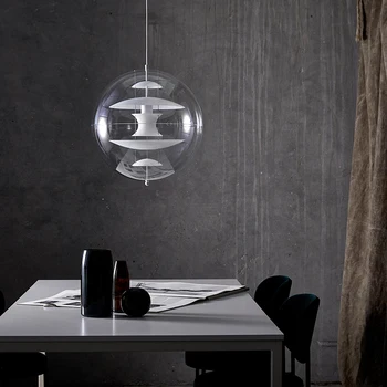 

Dia.40cm Nordic LED Pendant Light For Dining Room Bar Coffee Shop Restaurant Hanging Lmap Clear Round Ball Indoor Deco Fixtures