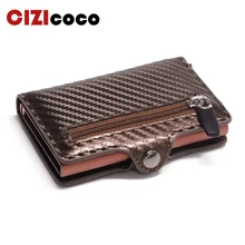 Cizicoco Новинка, кредитный держатель для карт, алюминиевая коробка, кошелек для карт, RFID, из искусственной кожи, чехол для карт, магнит, карбоновое волокно, кошелек для монет