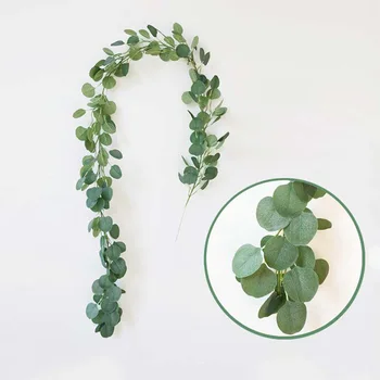 

Home Garden Wall Decoration Artificial Plants 2Meters Green Eucalyptus Vine Rattan Artificial Fake Plants DIY Wedding Wreath