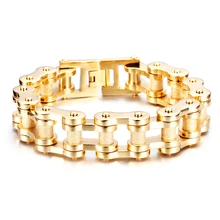 16 мм Ширина горячая распродажа Модные мужские золотые браслеты с кулоном в виде велосипеда ювелирные изделия из нержавеющей стали мотоциклетные крутые панк