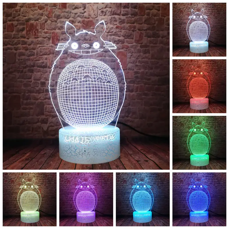 Тоторо аниме Рисунок Модель 3D Иллюзия светодиодный стол ночной Светильник