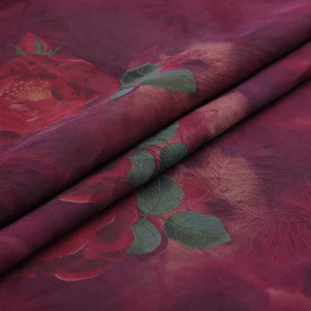

Qingcheng flower affairs jacquard mulberry Kraft fabric silk dress