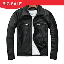 2020 Black Men Casual Leather Jacket Plus Size XXXXXL Genuine Thick Cowhide Spring Russian Natural Leather Coat FREE SHIPPING