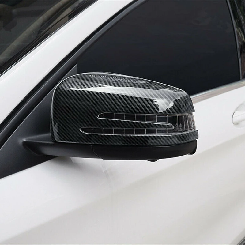 Углеродное волокно боковая крышка зеркала заднего вида отделка 2Psc для Mercedes Benz CLA GLA GLK класс W176 W117 X156 X204