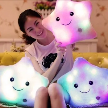 

Colorful Star Light Pillow Soft Smile Cushion Creative LED Luminous Chic Body Pillow Glow Cute Gifts Home Textile Decor Pillow