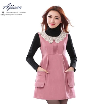 

Ajiacn Lace round neck Electromagnetic radiation protective metal fiber dress EMF shielding Pregnant women clothing