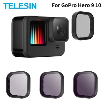 TELESIN-ND8 ND16 ND32 CPL 렌즈 필터, 고프로 9 10 11 알루미늄 합금 프레임 ND CPL 렌즈, 고프로 히어로 9 10 블랙 액세서리