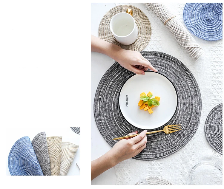 Набор из 4, японский стиль хлопок марля подкладка для выпечки теплоизоляционная прокладка Горячая нить круглый стол коврик чашка коврик ручной тканый поверхность стола не