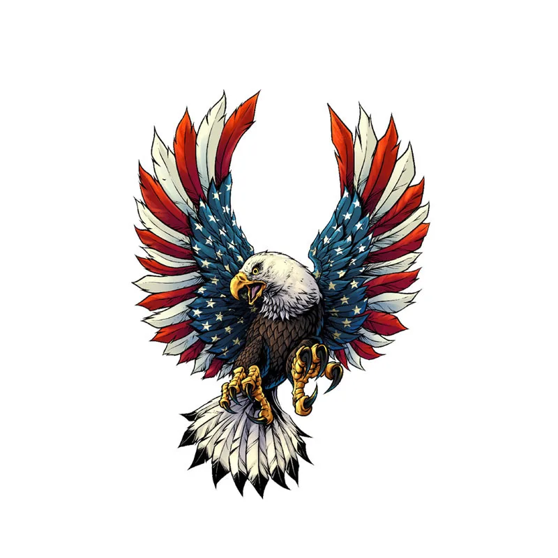 

10CM*14CM Car Accessories Screaming American Flag Bald Eagle Car Sticker Decal