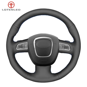 

LQTENLEO Black PU Artificial Leather Car Steering Wheel Cover for Audi A4 S4 2005-2012 A6 S6 A8 S8 2006-2011 Seat Exeo 2009-2012