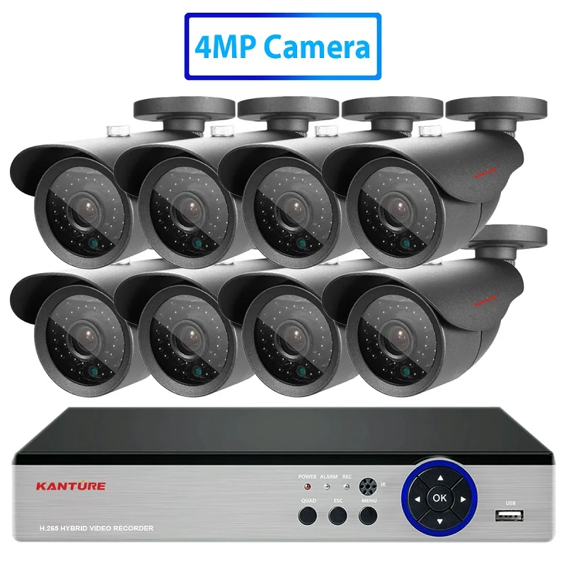 KANTURE h.265+ 8CH 5MP система видеонаблюдения HD 4MP DVR комплект супер 5MP SONY сенсор Открытый IP66 безопасности ночное видение видео камера системы - Цвет: 4MP AHD Camera Kit