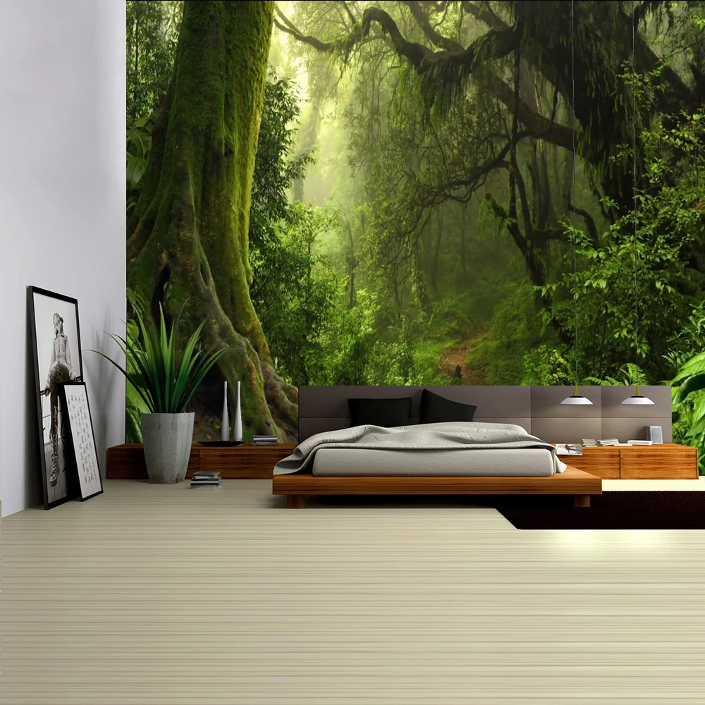 Forest Stream Tapestry Wall Hanging Sandy Beach Picnic Rug Camping Tent Sleeping Pad Bedspread
