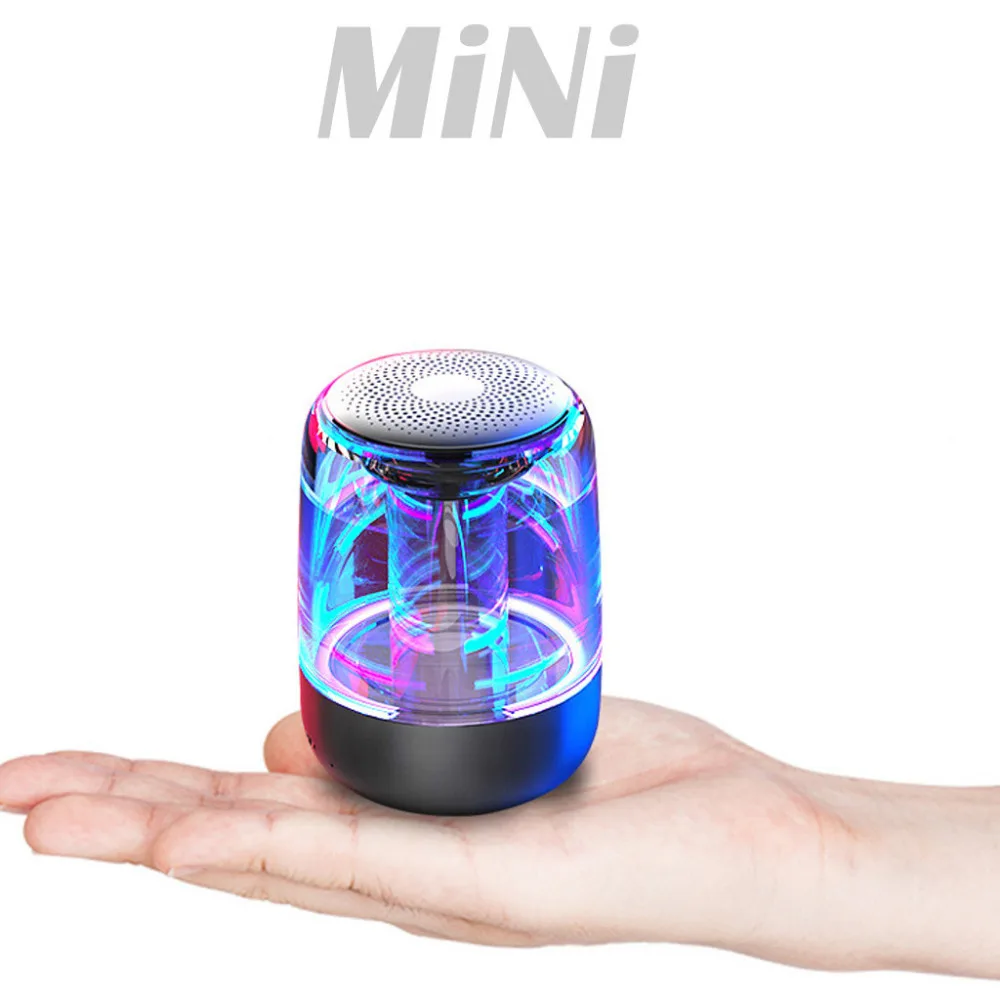 Portable Wireless Transparent RGB LED Blueteeth Speakers HD HiFi Powerful Sound WMic Hands Free Home Outdoor Speaker 40AUG6 (9)