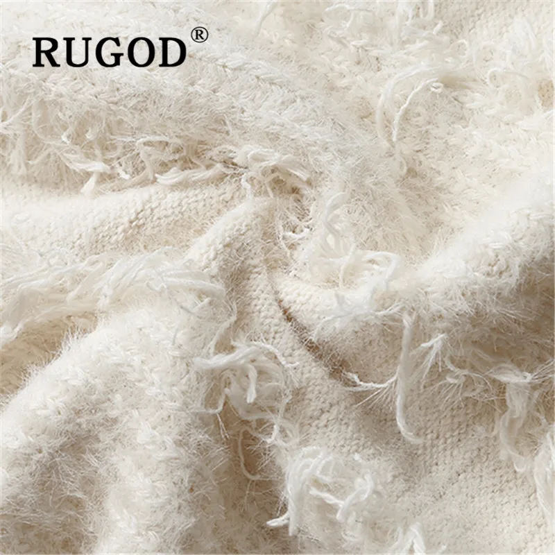 RUGOD, новинка, осенний кашемировый свитер с кисточками для женщин, Свободный вязаный пуловер с круглым вырезом, Модный женский элегантный милый однотонный мягкий пуловер