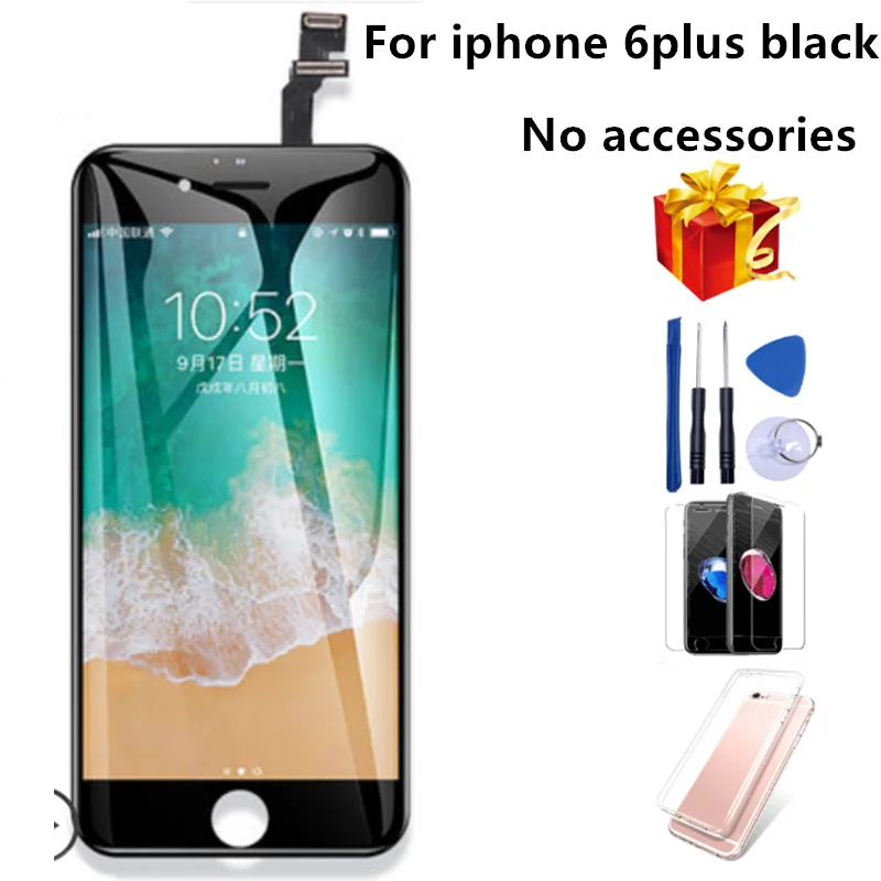 Класс AAA+++ для iPhone 6 6S Plus lcd с 3D сила кодирующий преобразователь сенсорного экрана в сборе для iPhone 5S дисплей без битых пикселей - Цвет: For  6plus Black