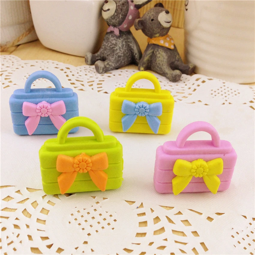 1PC Cartoon Mini Assorted Handbag Shape Eraser Pencil Erasers for Kids Girls Toy Eraser for Birthday Party Supplies Favors