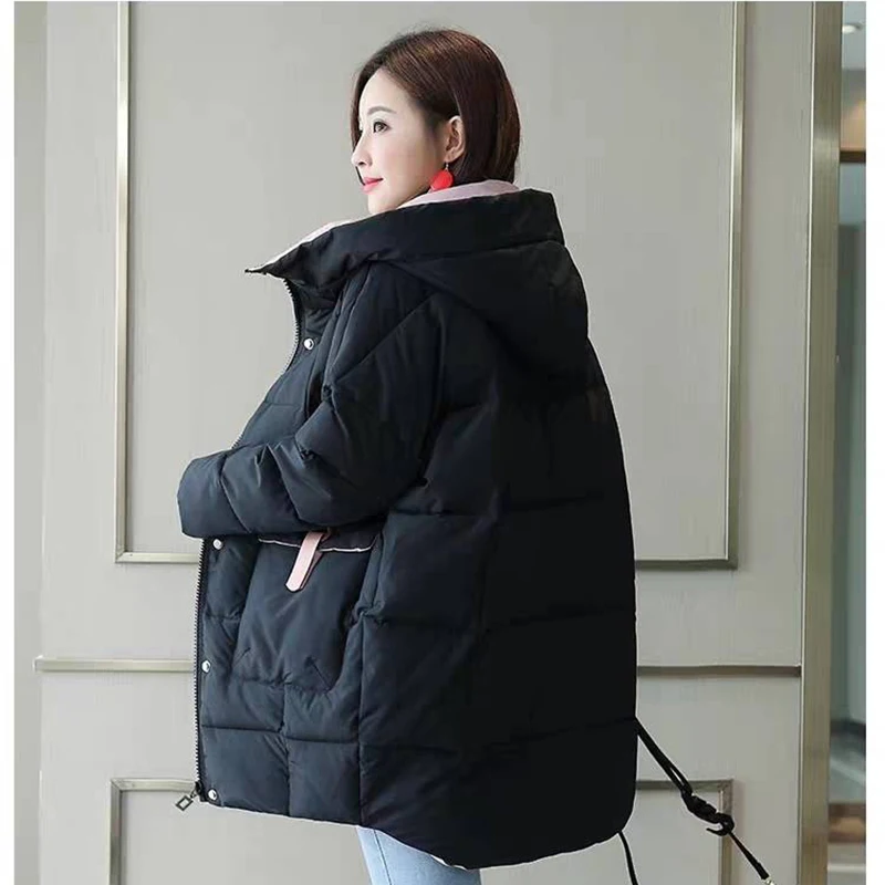 Новинка года; chaqueta de invierno para mujer de talla grande Parkas gruesas ropa de abrigo con capucha sólida abrigo femenin Delgado