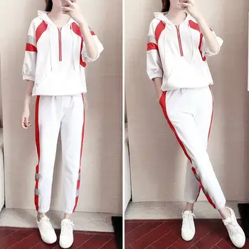

Hip hop shuffle dance suit female 2020 spring and summer new fashion casual half zipper two-piece suit