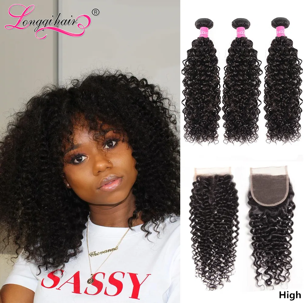 

Longqi Hair Cambodan Curly Bundles with Closure High Ratio 8 - 26 Inch Remy Human Hair 3 Bundles with Closure China Hair Factory