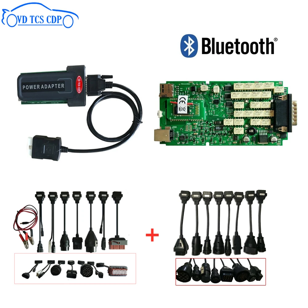 

Free shipping 16pcs car/truck cables+ for Autocoms vd tcs cdp single green pcb with bluetooth 2016.00 keygen obd2 obd scanner
