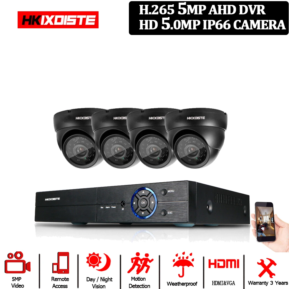 

Analog CCTV Camera SONY Security 4CH System Kit 4 pcs Video Surveillance matrix camera 5MP CCD HD Weatherproof App Remote Contrl