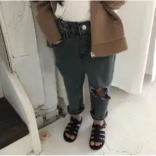 Г. Осенние рваные джинсы в Корейском стиле для мальчиков и девочек модные детские джинсы с дырками в западном стиле Лидер продаж