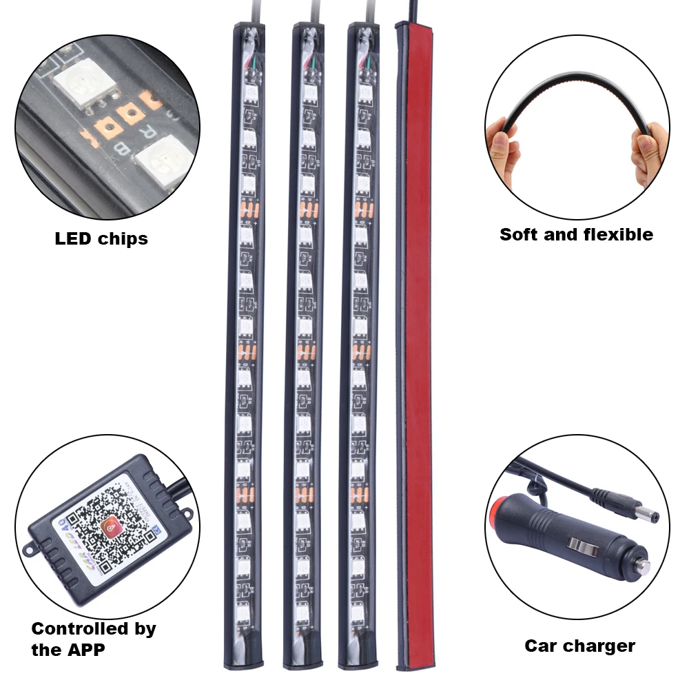 Каменные банки 4x12 Светодиодный светильник для автомобиля, декоративный RGB атмосферный светильник, интерьерный напольный светильник светодиодный авто